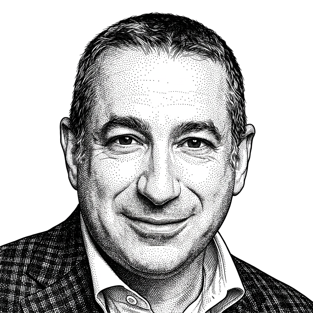 Hedcut portrait of Mitchell Osak